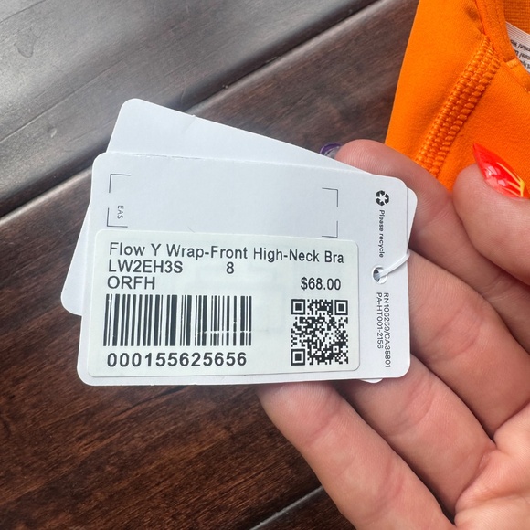 Lululemon Flow Y Wrap Front High Neck Bra, ORFH, Size 8, NWT - Picture 3 of 3